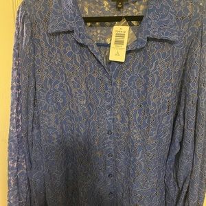 New torrid 3x Madison lace button up long sleeve shirt